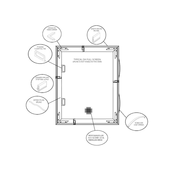 14 In W X 39 In H Double-Hung Window Screen, DH8, Aluminum Mesh, White